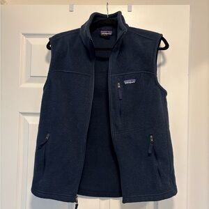 Patagonia Navy Synchilla Fleece Vest with Multicolor Logo
